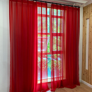 金衢窗帘中国风喜庆红色柔软金刚，纱中式客厅卧室金刚高档垂坠窗纱
