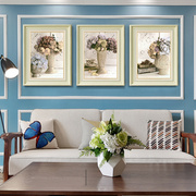欧式客厅装饰画沙发背景墙，挂画卧室餐厅三联画美式田园花卉挂画