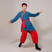 蒙族服装男蒙古舞蹈夏天艺考练功衣服，民族筷子舞蒙古舞白马演