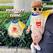可可妈男宝宝女童薯条哈衣短袖，夏季套装可爱婴儿包屁衣薄款卫衣