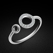 饰品指环日韩925纯银开口时尚韩版几何设计女士，圆形戒指
