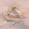 尖头主婚鞋新娘鞋2024主，婚纱秀禾水晶鞋仙女，风伴娘细高跟鞋女
