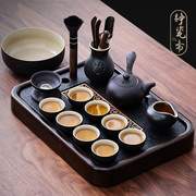 实木储水茶盘排水乌金石小型茶台中式简约家用茶盘茶具托盘茶海