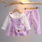 婴幼儿洋气小套装春秋装外套女童秋婴儿三件公主衣服0-1岁3秋季2