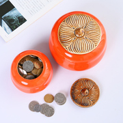 陶瓷柿子存钱罐硬币罐收纳罐零钱盒储钱罐创意零钱罐摆件收纳盒
