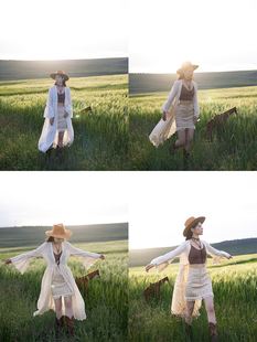 理想三旬女装秋装米白色，复古重工纯棉刺绣防晒衣，长袖开衫长款