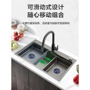 SUS304灰色纳米水槽厨房水槽大单槽不锈钢特厚加厚手工槽菜板