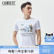 ORRDT短袖T恤衣服男休闲青年春夏圆领薄款修身刺绣印花青春活力