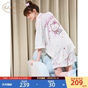 Gukoo/果壳睡衣夏季HelloKitty联名新款条纹甜美女士家居服套装B