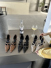 欧美设计感铆钉链条细高跟鞋气质包头凉鞋2024年春后包跟单鞋尖头
