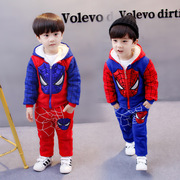 男宝宝冬装套装加绒加厚外套男童蜘蛛侠衣服1一2两岁半3岁4男孩