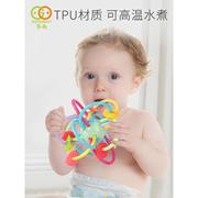 谷雨曼哈顿球牙胶摇铃玩具婴幼儿0-1-3-6-8个月岁婴儿宝宝手抓球.