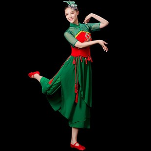 秧歌舞演出服装中国风映山红古典舞蹈服装女腰鼓广场舞套装