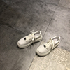 小白鞋女2023年韩版时尚，真皮圆头厚底，防滑系带休闲鞋百搭单鞋
