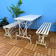 复古户外庭院铁艺桌椅，三件套组合阳台茶桌花架露台，花园双人长椅子