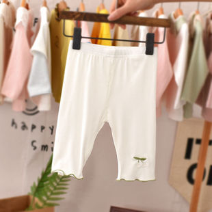 夏季宝宝裤子夏天1岁婴儿，洋气打底裤莫代尔，棉薄女童7分裤儿童中裤
