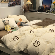 ins卡通小熊床上用品四件套床单被罩被套学生单人宿舍三件套女4