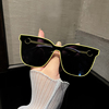 lp眼镜欧美大框显瘦太阳镜女个性金属框墨镜，男网红一体式镜片防风