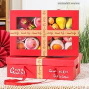 水果礼盒中秋送礼空盒子女神节通用透明包装盒高档礼盒红色