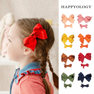 happyology英国儿童发夹，两支装可爱发饰小女孩头饰，丝带蝴蝶结套装