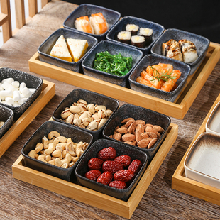 日式水果盘陶瓷分格盘家用干果盘客厅碟子创意瓜子盘糖果盒零食盘