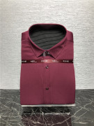 男士酒红色保暖衬衫纯色静面商务休闲加绒长袖，衬衣lenzon领佐品牌