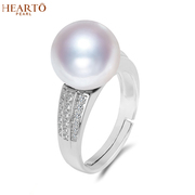 海瞳淡水珍珠戒指女正圆白色s925银戒托珠宝首饰指环大颗豪华气质