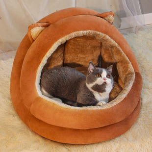 猫窝冬季保暖半封闭式猫床四季通用狗窝，小猫屋睡觉的宠物猫咪用品