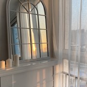 圆弧拱形镜木质创意窗户框法式美式假窗户框复古道具壁景装饰铁艺
