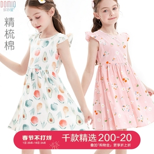 女童连衣裙纯棉夏装，2023儿童裙子夏季薄中大童，宽松棉布公主裙