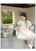 童装女童连衣裙夏裙子(夏裙子，)蕾丝泡泡袖，公主裙洋气儿童裙