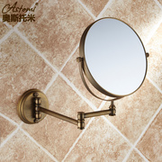 免打孔仿古浴室壁挂化妆镜折叠梳妆镜卫生间伸缩镜双面放大美容镜