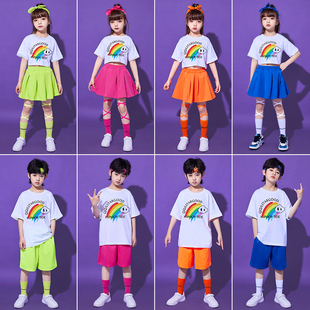 六一儿童演出服装幼儿园舞蹈糖果色毕业照彩虹小学生啦啦队表演服