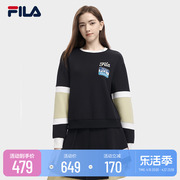 FILA x MIHARA斐乐女士套头卫衣2023春时尚宽松休闲圆领上衣