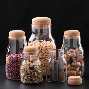 软木塞玻璃储物罐透明干果，杂粮茶叶收纳瓶家用食品密封罐