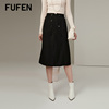 fufen福芬春秋黑色半身裙气质，职业裙大气优雅商务裙qz-14821