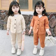 小童韩系童装男宝0一1岁女童装，秋装女宝秋冬套装薄棉内胆棉服棉袄