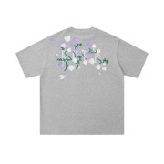 ice花卉刺绣短袖t恤男式夏季美式嘻哈宽松休闲纯棉圆领半袖体恤