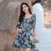 yesjing原创春款连衣裙2023年洋气减龄法式长袖裙子女小个子