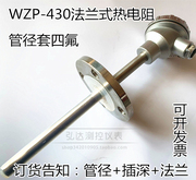 wzp-430431法兰式热电阻，四氟pt100热电阻dn25法兰测温探头热电偶