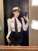 JK制服网红空姐衬衫女装长袖领带衬衣酒吧工作服职业装制服两件套