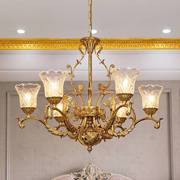法式复古别墅全铜吊灯奢华欧式客厅餐厅，卧室书房灯具脱蜡铜艺术灯