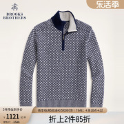 Brooks Brothers/布克兄弟男士秋冬绵羊毛半高领拉链几何图案毛衣