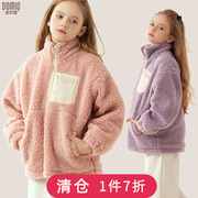 女童羊羔毛外套(毛外套，)秋装冬装2024儿童，摇粒绒保暖羊羔绒棉服女童装