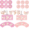 小狐狸粉色甜品，台插牌件儿童生日派对宝宝宴，装扮蛋糕装饰