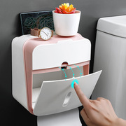 厕所纸巾盒免打孔卷纸抽纸手纸盒创意可爱卫生间防水卫生纸置物架