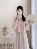 新中式国风粉色倒大袖改良旗袍上衣两件套装裙设计感小众连衣裙夏