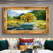欧式纯手绘风景油画，客厅沙发背景墙装饰画餐厅，挂画有框画福禄壁画