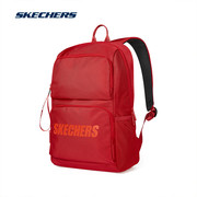 斯凯奇双肩包大学生电脑包男女运动背包大容量红色初中生通勤书包