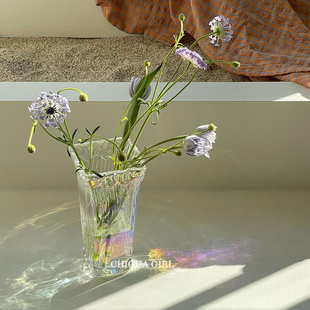 仿真花插花玻璃花瓶ins风西班牙小花瓶客厅卧室水培器皿装饰摆件